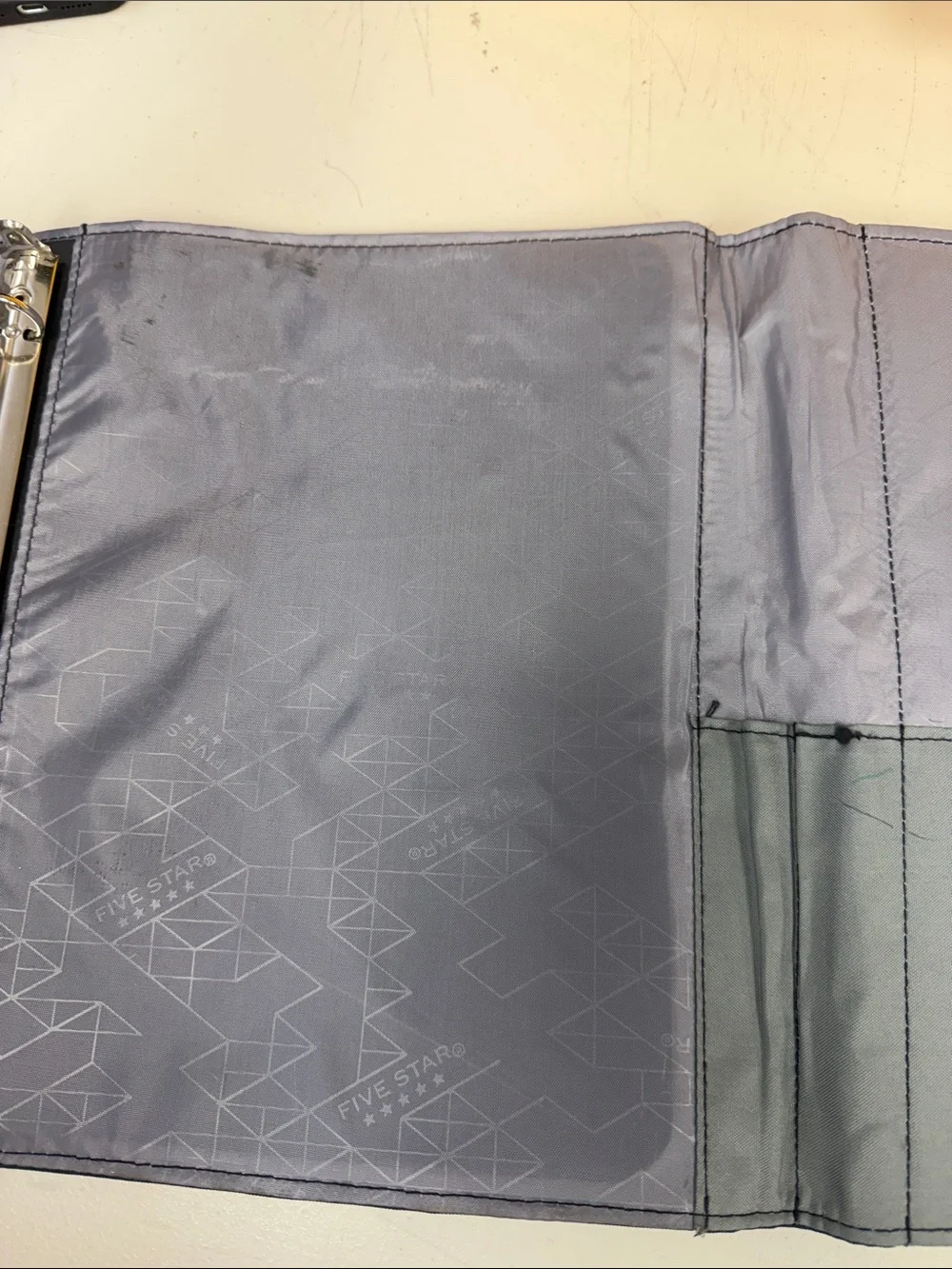 Five Star Charcoal Pencil Pouch and binder with Light Blue Zipper pouch on side